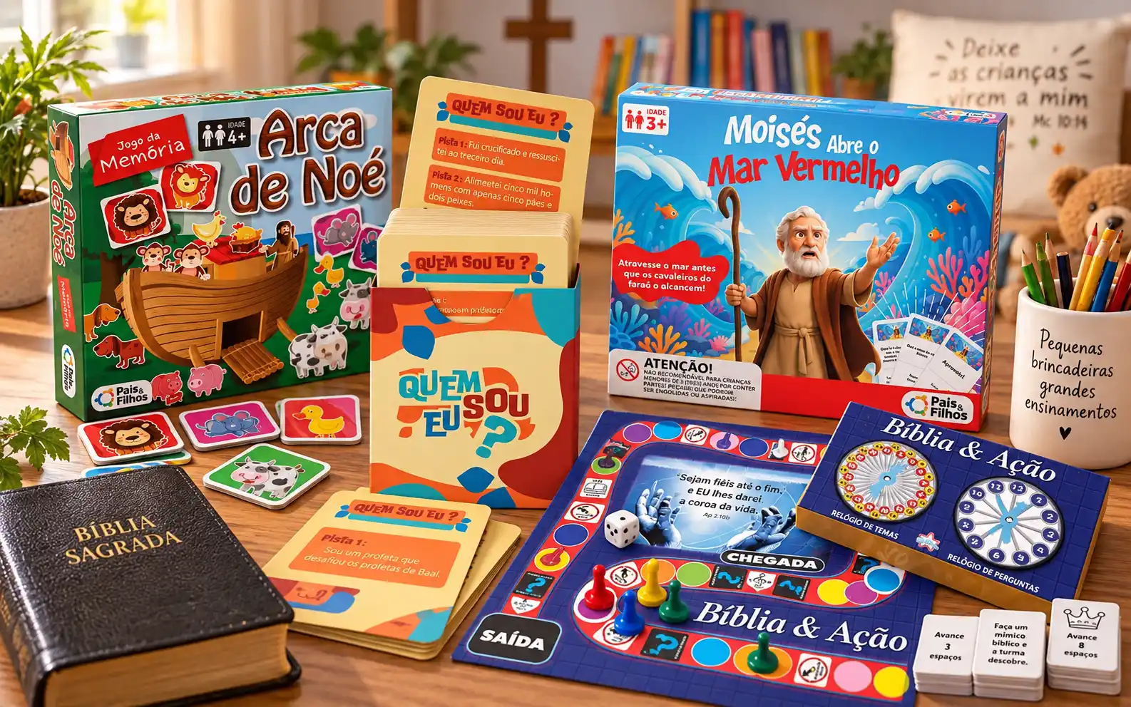 Jogos e brinquedos cristãos para ensinar a Bíblia brincando