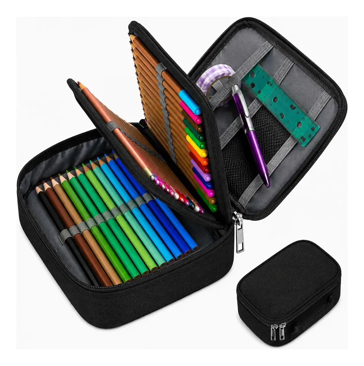 Estojo Escolar Box Jumbo Grande Organizador 72 Divisórias