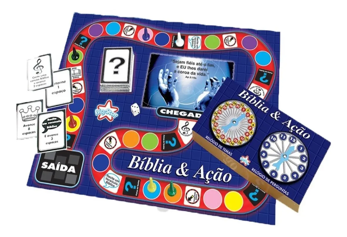 Jogo de Tabuleiro Educativo Bíblia e Ação, Big Star